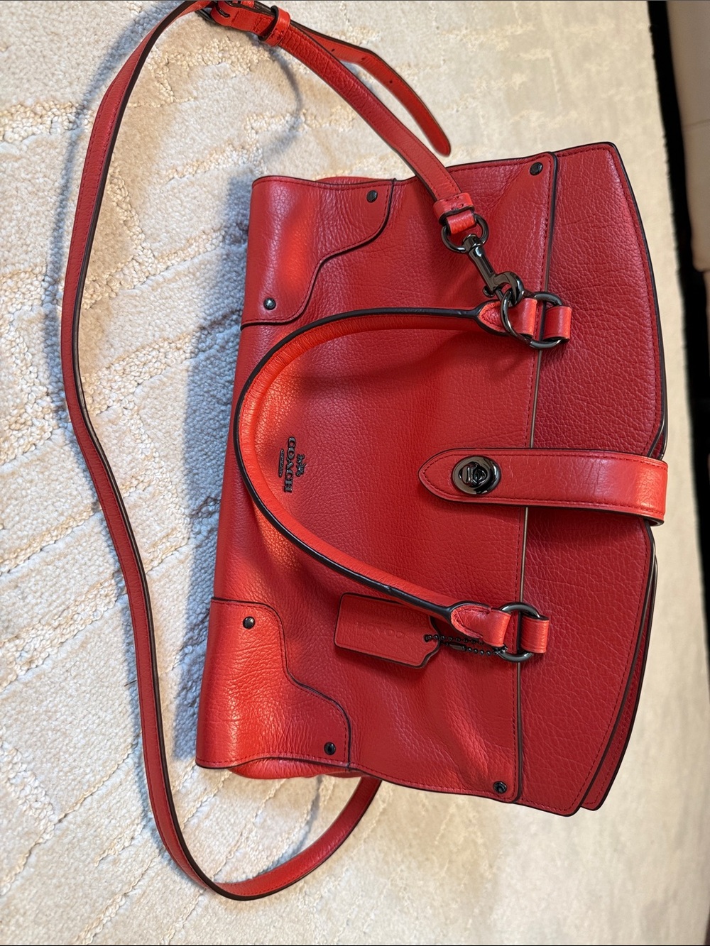 Coach Mercer 30 Satchel Pebbled Leather Turnlock Shoulder Bag